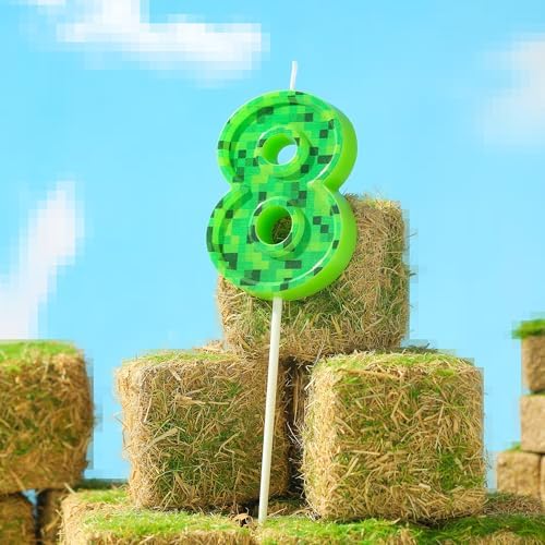 PHD CAKE 276 Inch Number 8 Pixel Birthday Candle Green