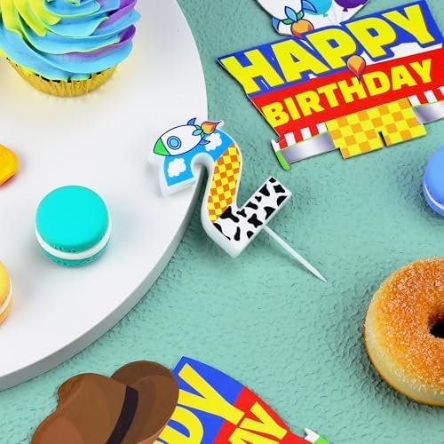 CHENRINDECO Cartoon Rocket Birthday Candle Toy Theme Decor
