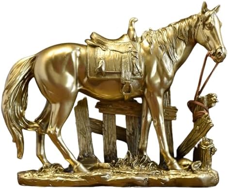 Golden Horse Statue Figurine Sculpture Resin Decor