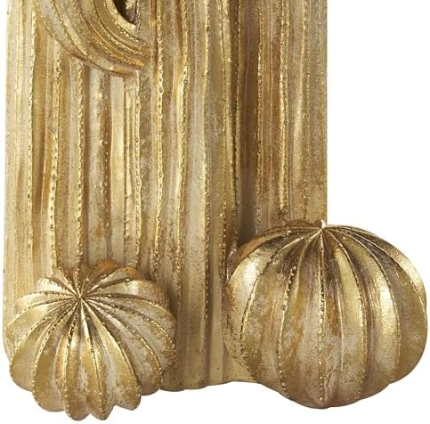 Deco 79 Gold Resin Cactus Sculpture 10x7x23 Home Decor Accent