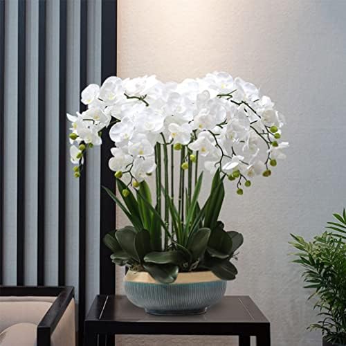 HoTRA Faux Orchid Artificial Flowers in Ceramic Pot