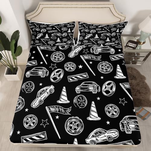 Homewish Race Sports Car Fitted Sheet Twin Set