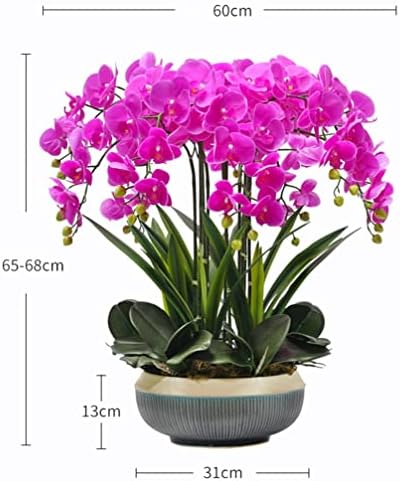HoTRA Faux Orchid Artificial Flowers in Ceramic Pot
