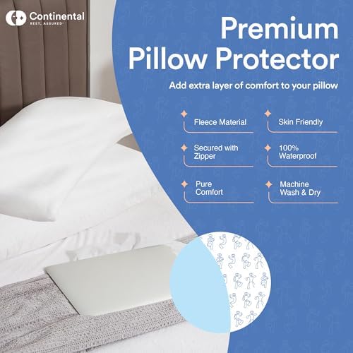 Continental Bedding Pillow Protectors - 18x18 Inch Zippered Fleece