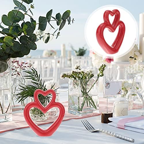 LUOZZY Red Heart Ceramic Sculpture Wedding Centerpiece