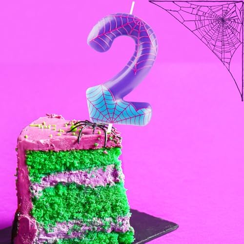Purple Spider Themed Birthday Candle Number 4 Cake Topper