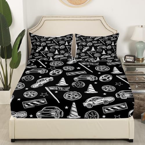 Homewish Race Sports Car Fitted Sheet Twin Set