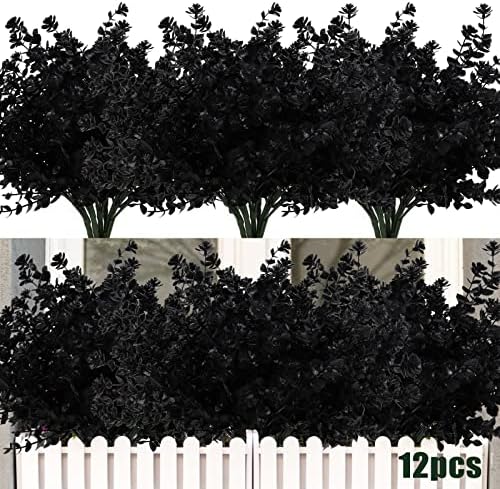 RECUTMS 12 Pcs Black Artificial Flowers Decor
