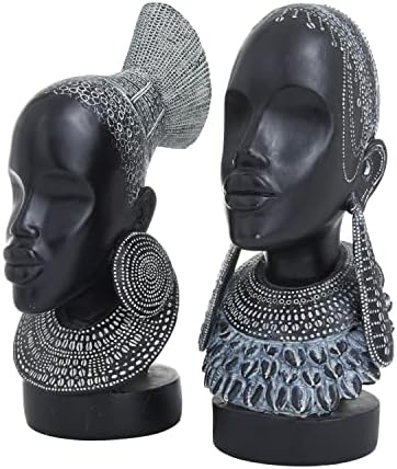 Deco 79 Polystone African Woman Statue Set of 2