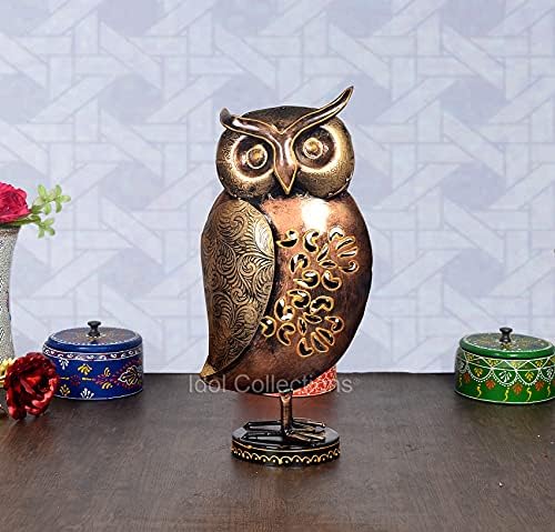 AONA 14 Inch Metal Owl Decor Showpiece