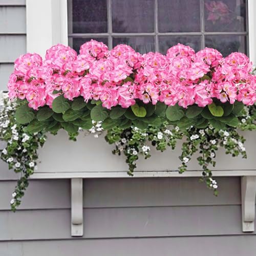 3 Pcs Artificial Pink Geraniums for Garden Decor