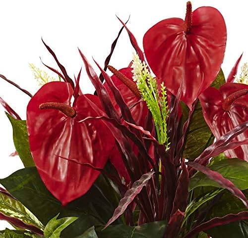 Nearly Natural 24in Mixed Anthurium Bush Set of 2 1