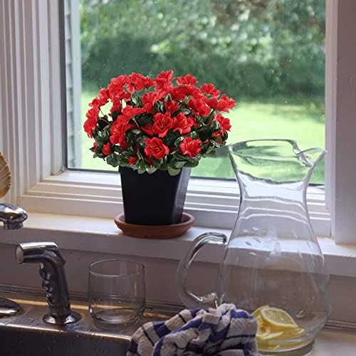 GTIDEA 8pcs Red Artificial Geraniums for Outdoor Decor