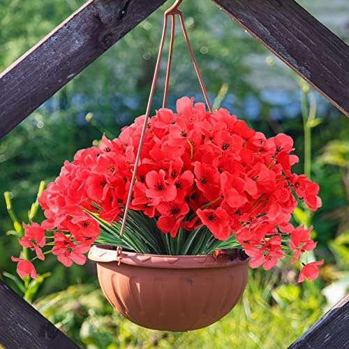Jutom 24 Pcs Artificial Hydrangea Flowers Red UV Resistant 1