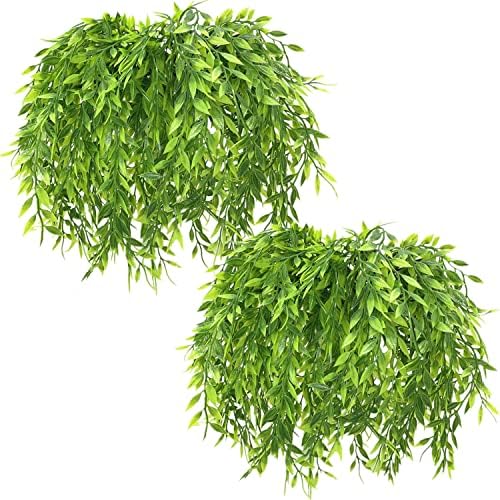 PASYOU Artificial Willow Plants 8-Pack UV Resistant