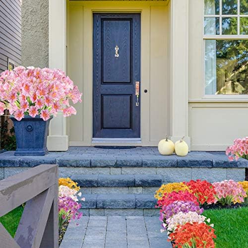 ZEOSTARO 12 Bundles UV Resistant Fake Flowers Pink