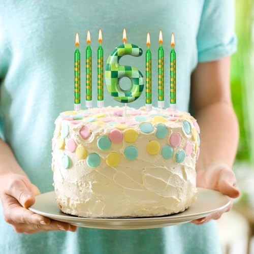 Zlongron 13 Piece Green Pixel Birthday Candles
