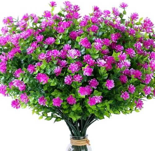 SITUMEIZI 8-Pack Artificial Flowers Fuchsia UV Resistant