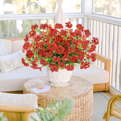 Agusbagli 10 Bundle Artificial Daisy Flowers Outdoor UV Resistant Fake Flowers