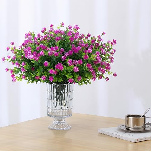 SITUMEIZI 8-Pack Artificial Flowers Fuchsia UV Resistant