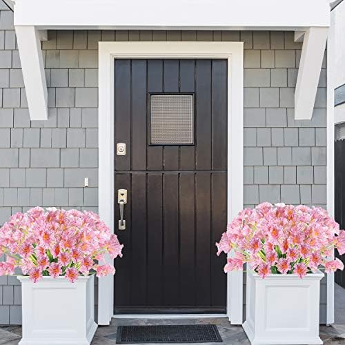 ZEOSTARO 12 Bundles UV Resistant Fake Flowers Pink