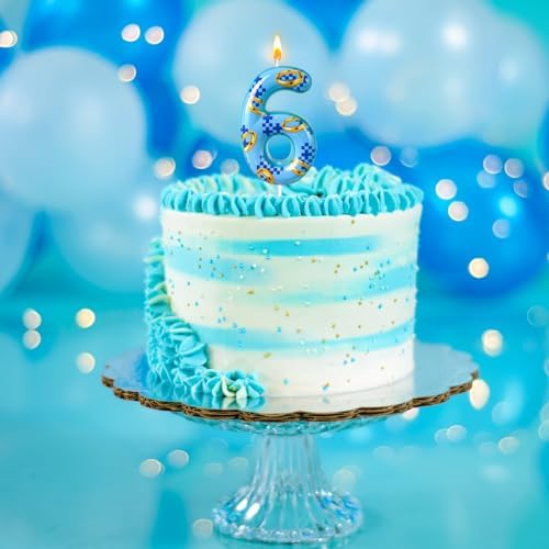 WQINX Blue Gold Ring Birthday Candle Number 6