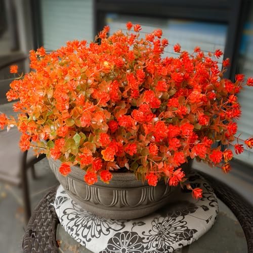 MEHUKAII 12 Bundles Artificial Fall Flowers - Orange