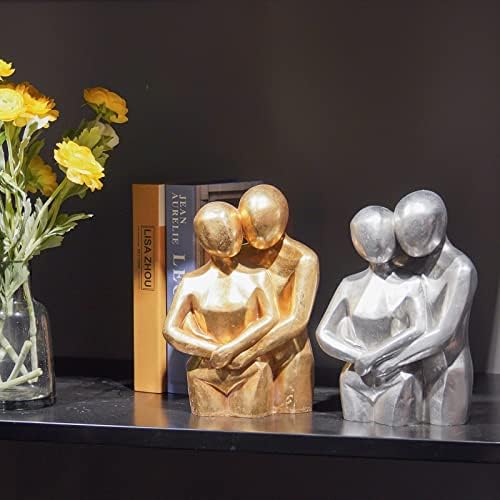 Guichifun Romantic Hug Couple Statue - Modern Gold Resin Collectible Figurine