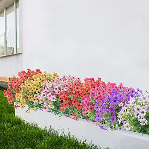 XEOLIAN 12-Pack UV Resistant Artificial Flowers Decor