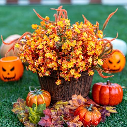 AXYLEX Artificial Fall Flowers - 16 Bundles UV Resistant Faux Mums
