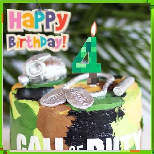 Green TNT Themed Birthday Candles Number 6