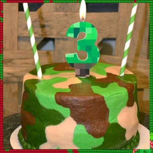 Green TNT Themed Birthday Candles Number 6