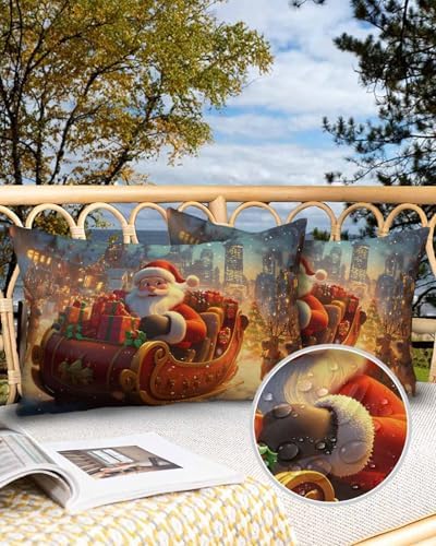 Waterproof Pillow Protector 2 Pack - Christmas Deer House Snowy Night Design