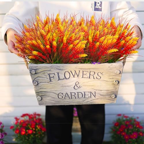 Thinktral Artificial Fall Flowers Outdoor 18 Pcs UV Resistant