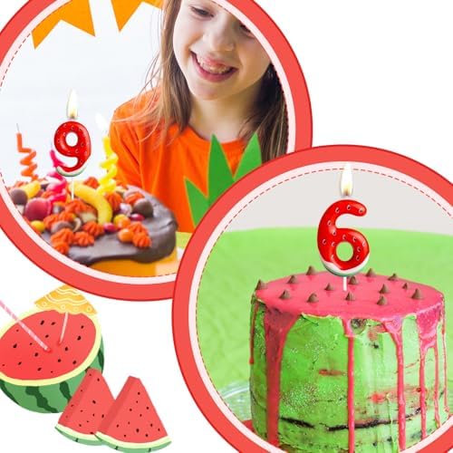 Watermelon Number 1 Birthday Candle for Baby Girl Boy Celebration Cake Topper