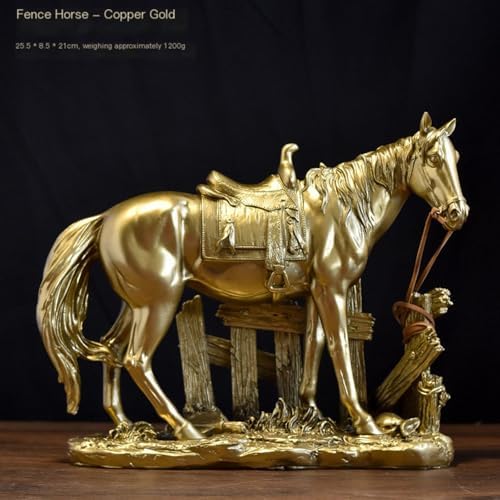 Golden Horse Statue Figurine Sculpture Resin Decor