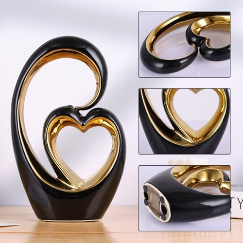 LCCCK Black and Gold Heart Love Statue Decor