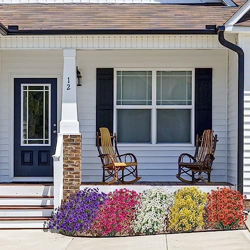 15 Bundles Artificial Flowers UV Resistant Red Home Decor