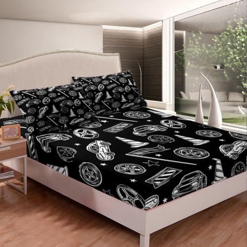 Homewish Race Sports Car Fitted Sheet Twin Set