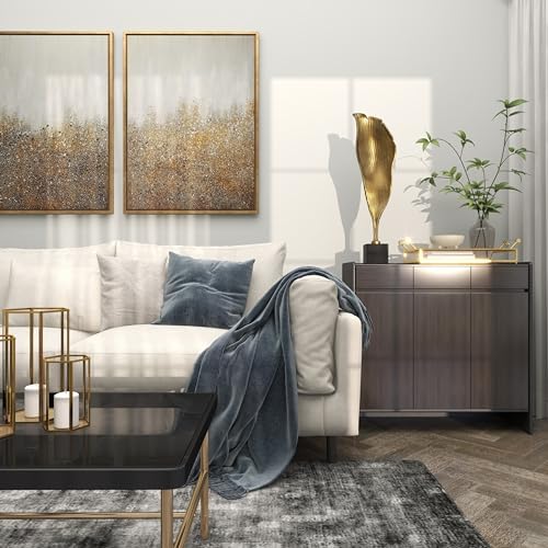 Deco 79 Gold Aluminum Leaf Sculpture with Black Marble Base 1
