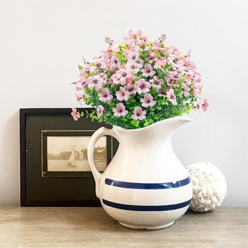 NOV FIRE Artificial Flowers Pink 20 Bundles UV Resistant