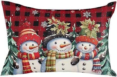 Waterproof Pillow Protectors 2 Pack with Zipper and Plaid Design