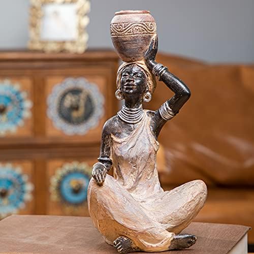 Leekung African Lady Statue Home Decor