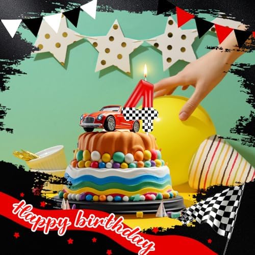 MTLEE Number 4 Racing Car Birthday Candle 1