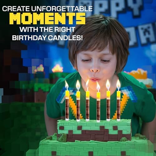 Pixel Torch Birthday Candles for Minecraft Fans