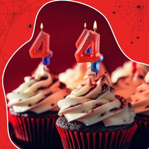 AXBMM Spider Themed Number 4 Birthday Candle - Party Decoration