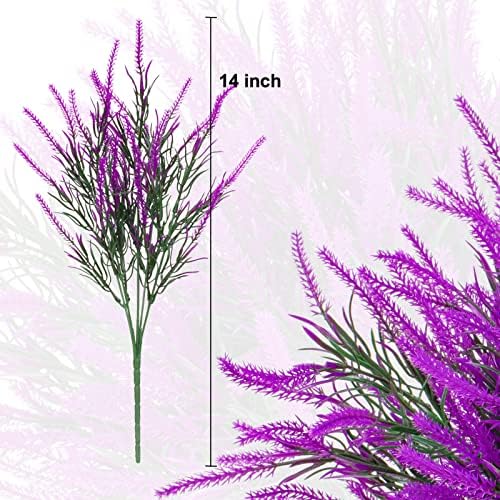 Ximiloor 12 Bundle Artificial Lavender UV Resistant Outdoor Plants