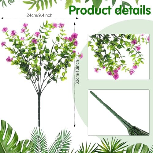 WILLBOND Artificial Flowers Outdoor UV Resistant Faux Plants 12 Pieces