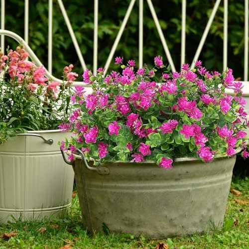 Faux Fuchsia Artificial Flowers 8 Bundles Outdoor Decor