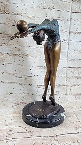 Limited Edition Floor Kid Gymnast Bronze Sculpture on Marble Base
